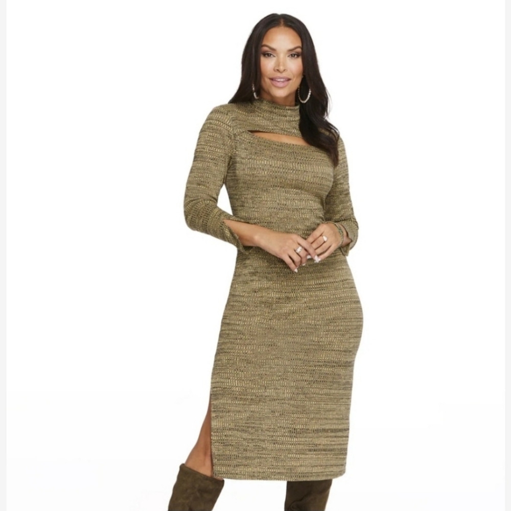 Jessica Simpson Tacoma midi dress size XL cutout long sleeve NWT